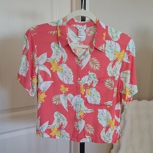 Tropical Floral Button-Up Shirt Size S